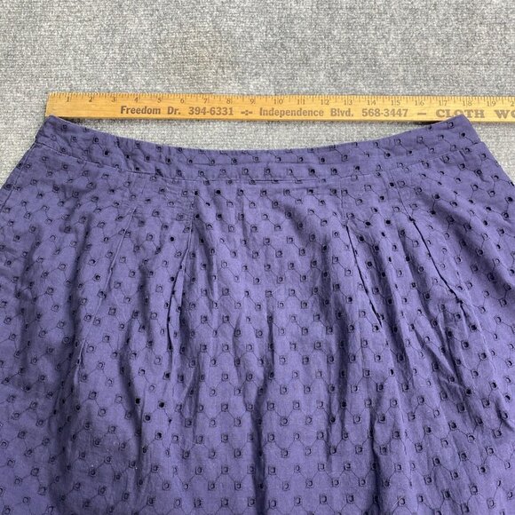 Loft Skirt Womens 14 Navy Eyelet Lace Overlay Boho Peasant Full Cotton Lined - Picture 7 of 12